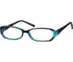 Zenni Women's Rectangle Prescription Glasses Blue Plastic Full Rim Frame, Universal Bridge Fit, Custom Engraving, Blokz Blue Light Glasses, 338526