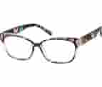 Zenni Women's Cat-Eye Prescription Glasses Black Floral Floral Plastic Full Rim Frame, Universal Bridge Fit, Blokz Blue Light Glasses, 2018716