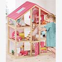 Tiny Land Wooden Dollhouse For Girls - 6 Rooms Wooden Doll House, DIY Pretend Dream House With 30Pcs Furniture Accessories, Gift For Girl Ages 3+