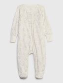 First Favorites Organic Cloudcotton Footed One-Piece By Gap Ivory Frost Bear Size Up To 7Lb
