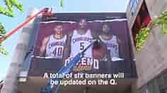 NBA Finals banners put up at Quicken Loans Arena