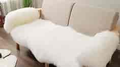Premium Genuine Fur Sheepskin Rug Real Australia Sheepskin Natural Luxury Fluffy Lambskin Fur Area Rug Seat Covers for Kids Bedroom Sofa Chair Cover (Creamy White, Double Pelt/2ft x 6ft)