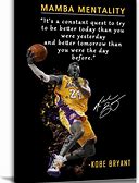 AMART SUN NBA Basketball Player Sports Home Decor Kobe Bryant Mamba Mentality Quote Poster Inspirational Canvas Wall Art Motivational Artwork