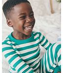 Girls' & Boys' Ultra Green Striped Long John Pajama Set In 100% Cotton - Size Little Kids 4 By Hanna Andersson