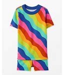 Girls' & Boys' Squiggly Rainbow Shorts John Pajama Set In 100% Cotton - Size Little Kids 4 By Hanna Andersson