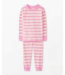 Girls' & Boys' Fondant Pink Striped Long John Pajama Set In 100% Cotton - Size Little Kids 5 By Hanna Andersson